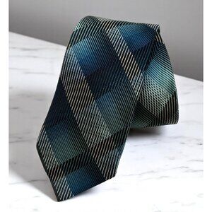 Alfani Blue Plaid Silk Tie 100% Silk Office Business Attire
